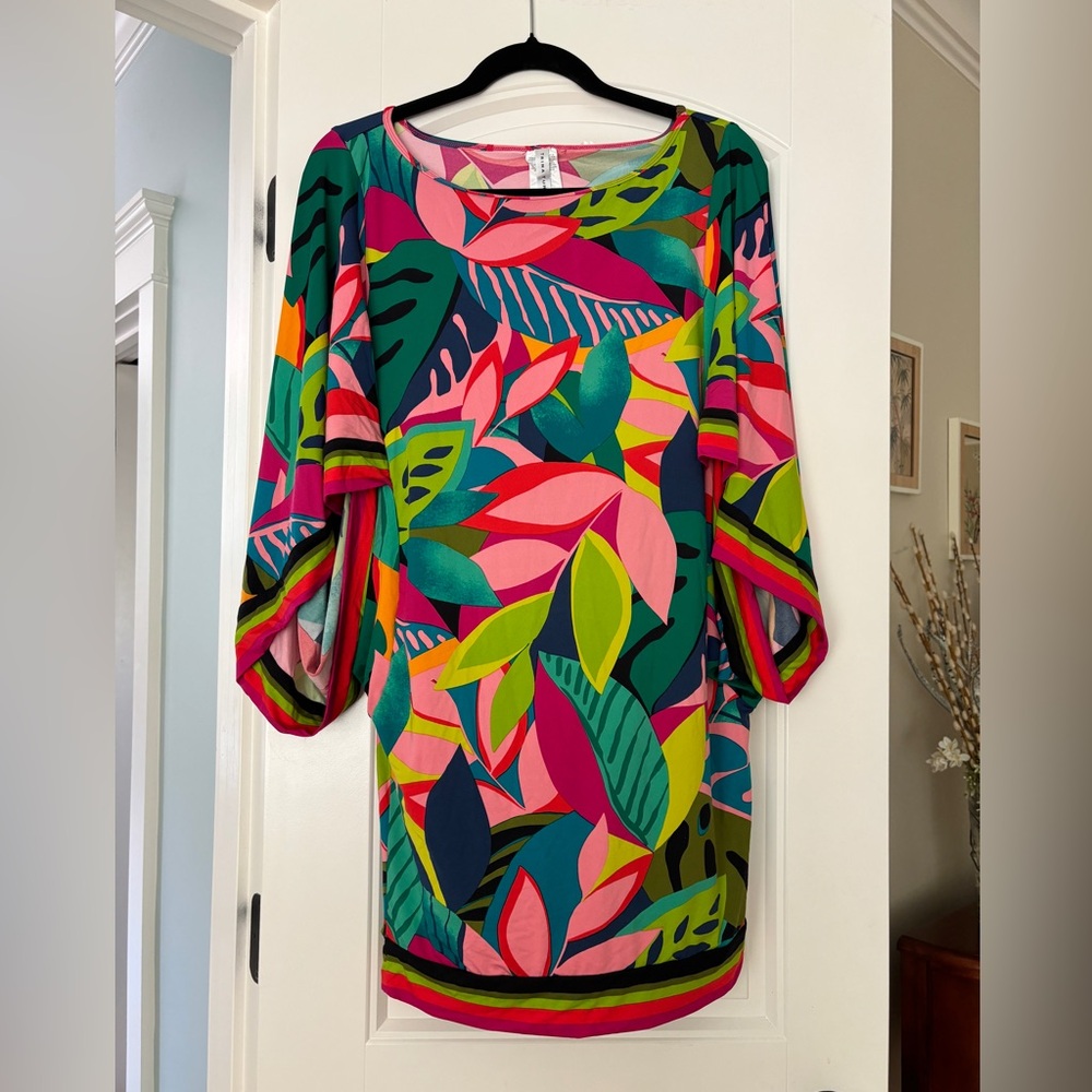 Trina Turk Rainforest Tropical Vibrant Tunic Cover-Up Dress Tunic Small - Picture 6 of 15